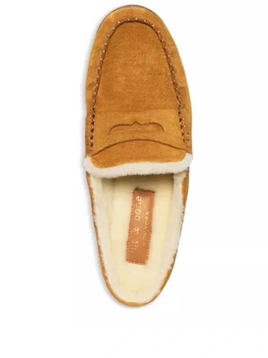 Rag & Bone Shearling Lined Carter Mules Suede Loafers size 39 / 9 US - Picture 3 of 16